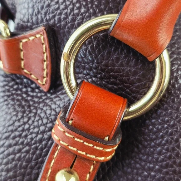 Dooney & Bourke Pebbled Leather Satchel Brown Ginger Braided Handle Tassel Bag - Picture 16 of 16